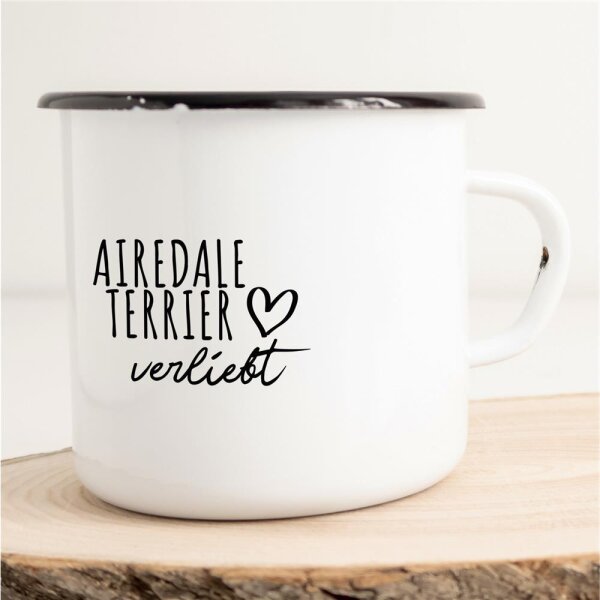 Emaille Tasse Airedale Terrier Vintage 300ml