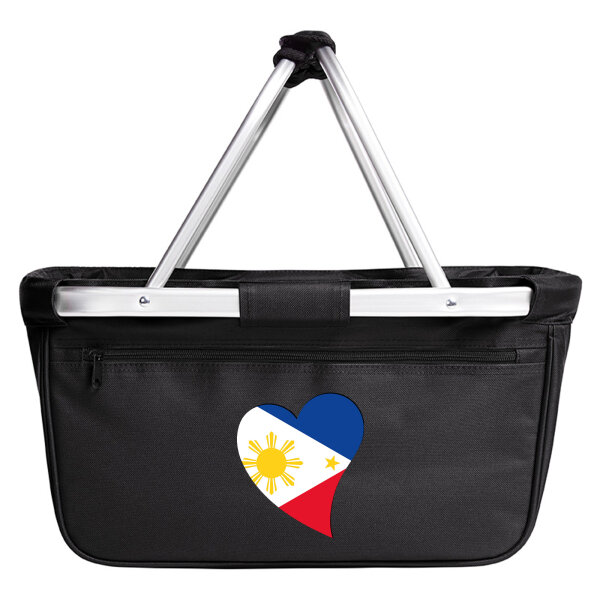 Einkaufskorb faltbar Philippinen Flagge Herz 20 Liter Black