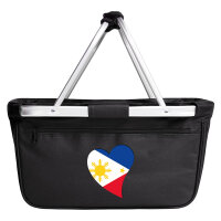 Einkaufskorb faltbar Philippinen Flagge Herz 20 Liter Black