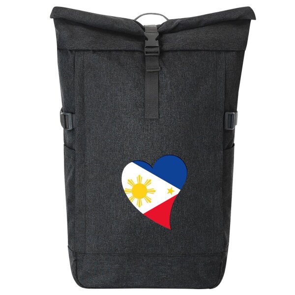 Kurierrucksack Philippinen Flagge Herz 30-44 Liter Black Melange