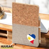 Notizbuch A5 Philippinen Flagge Herz 80 Blatt inkl....