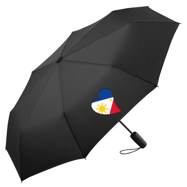 Regenschirm Philippinen Flagge Herz 98cm Schwarz