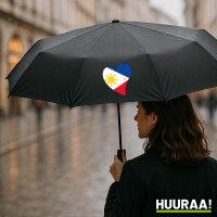 Regenschirm Philippinen Flagge Herz 98cm Schwarz