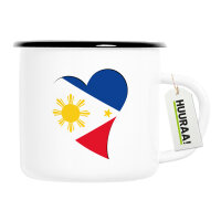 Emaille Tasse Philippinen Flagge Herz 300ml Vintage