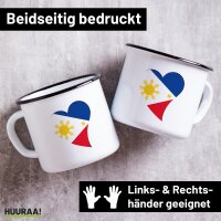 Emaille Tasse Philippinen Flagge Herz 300ml Vintage