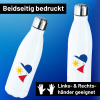 Trinkflasche Philippinen Flagge Herz 500ml Edelstahl Wasserflasche