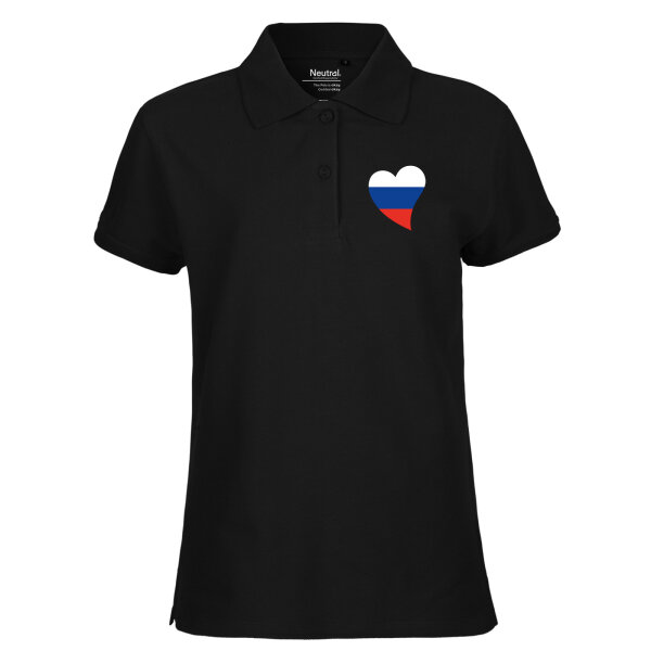 Damen Polo Shirt Russland Flagge Herz