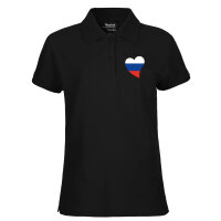 Damen Polo Shirt Russland Flagge Herz