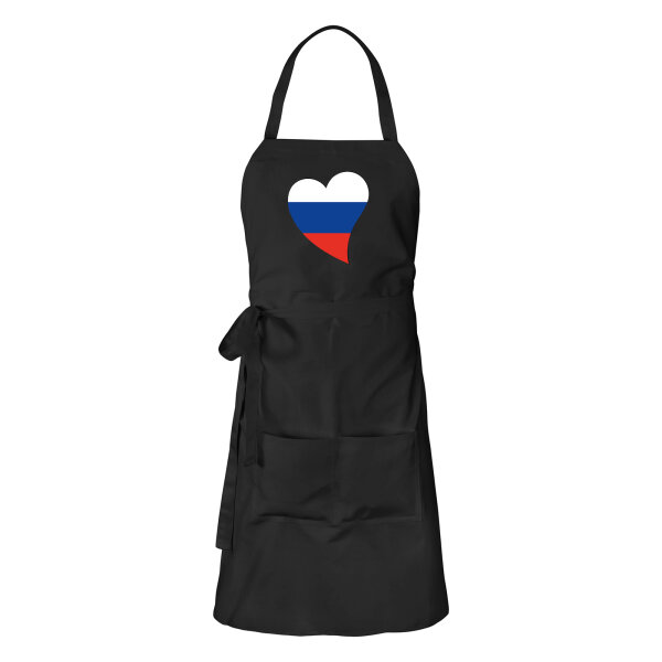Schürze Russland Flagge Herz mit Taschen