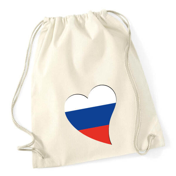 Turnbeutel Russland Flagge Herz 12 Liter