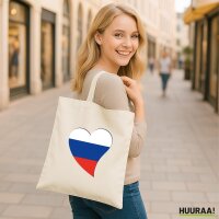 Jutebeutel Russland Flagge Herz 10 Liter
