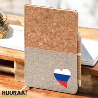 Notizbuch A5 Russland Flagge Herz 80 Blatt inkl....