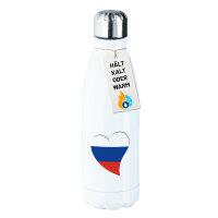 Trinkflasche Russland Flagge Herz 500ml Edelstahl Wasserflasche