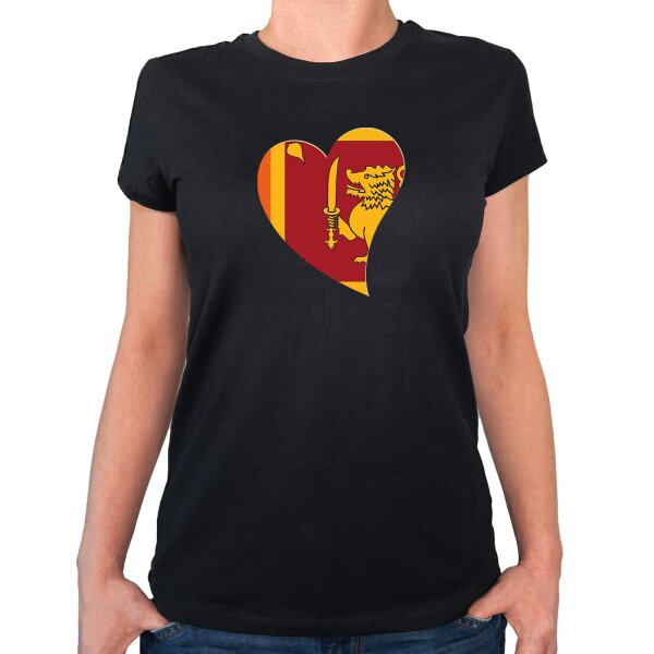 Damen T-Shirt Sri Lanka Flagge Herz