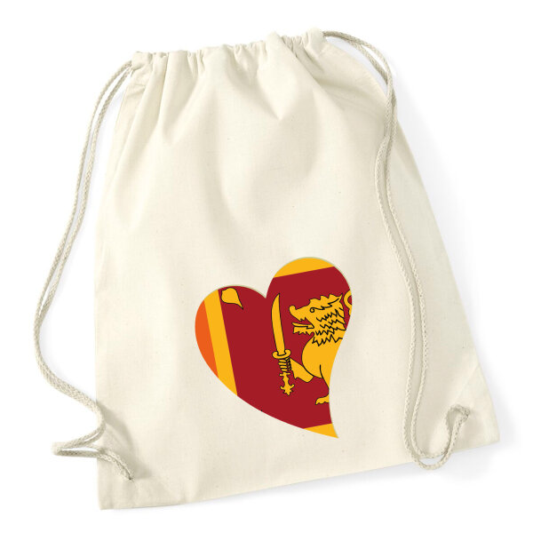 Turnbeutel Sri Lanka Flagge Herz 12 Liter