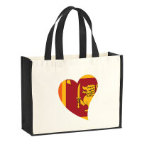 Jutetasche Sri Lanka Flagge Herz 21 Liter Black