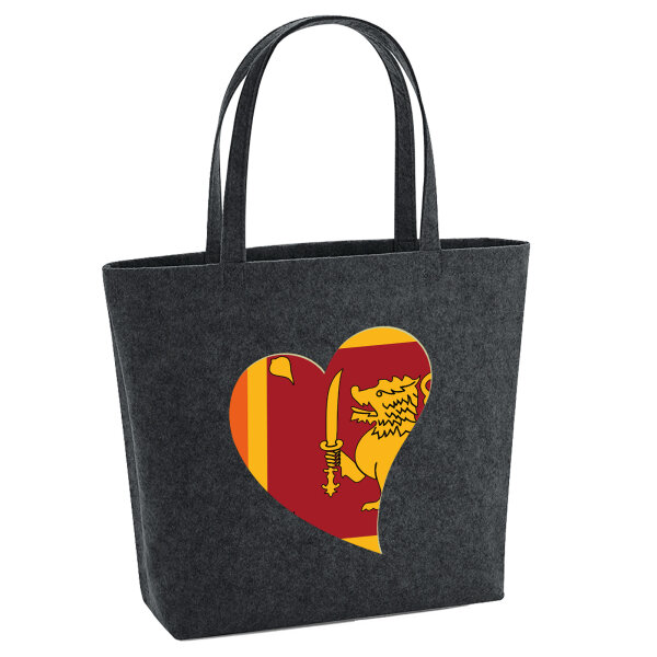 Filz Shopper Sri Lanka Flagge Herz 22 Liter