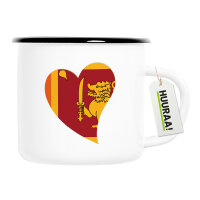 Emaille Tasse Sri Lanka Flagge Herz 300ml Vintage