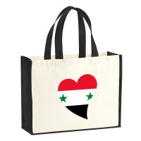 Jutetasche Syrien Flagge Herz 21 Liter Black