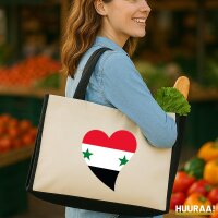 Jutetasche Syrien Flagge Herz 21 Liter Black