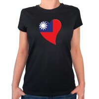 Damen T-Shirt Taiwan Flagge Herz