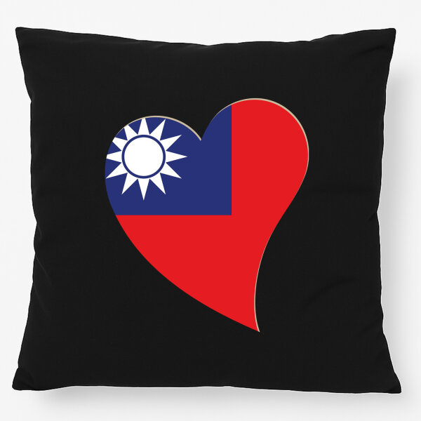 Kissen Taiwan Flagge Herz 40x40cm