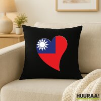 Kissen Taiwan Flagge Herz 40x40cm