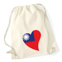 Turnbeutel Taiwan Flagge Herz 12 Liter