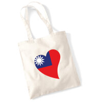 Jutebeutel Taiwan Flagge Herz 10 Liter