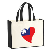 Jutetasche Taiwan Flagge Herz 21 Liter Black