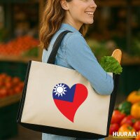 Jutetasche Taiwan Flagge Herz 21 Liter Black