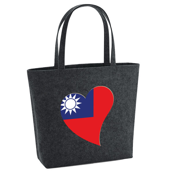 Filz Shopper Taiwan Flagge Herz 22 Liter