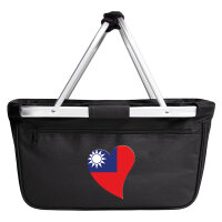 Einkaufskorb faltbar Taiwan Flagge Herz 20 Liter Black