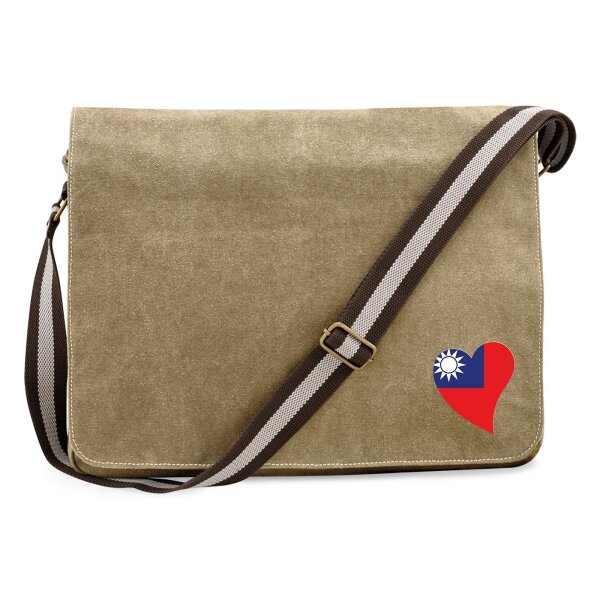 Umhängetasche Taiwan Flagge Herz 14 Liter
