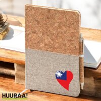 Notizbuch A5 Taiwan Flagge Herz 80 Blatt inkl....