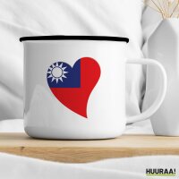 Emaille Tasse Taiwan Flagge Herz 300ml Vintage