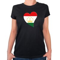 Damen T-Shirt Tadschikistan Flagge Herz