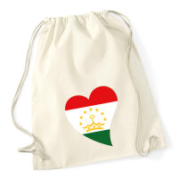 Turnbeutel Tadschikistan Flagge Herz 12 Liter