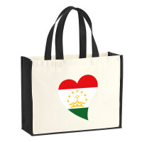 Jutetasche Tadschikistan Flagge Herz 21 Liter Black