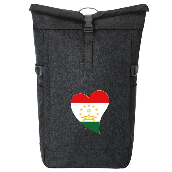 Kurierrucksack Tadschikistan Flagge Herz 30-44 Liter Black Melange