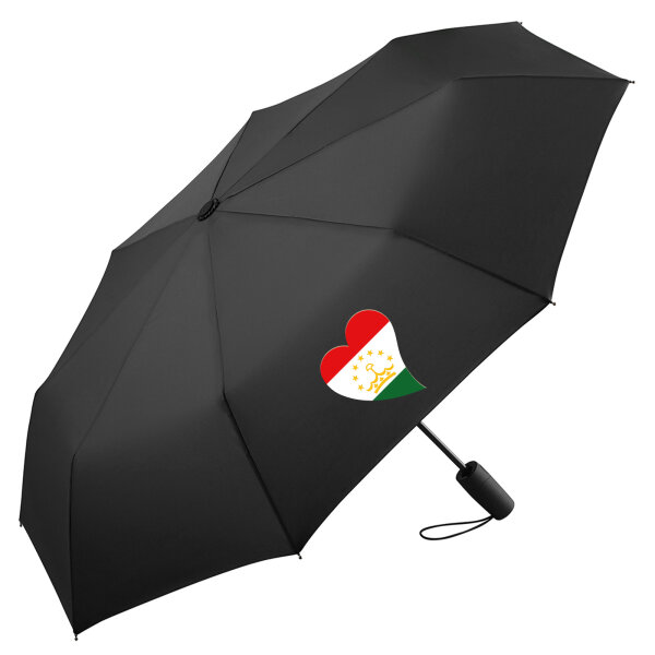 Regenschirm Tadschikistan Flagge Herz 98cm Schwarz