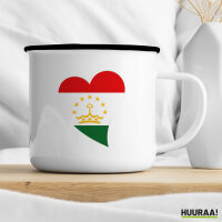 Emaille Tasse Tadschikistan Flagge Herz 300ml Vintage
