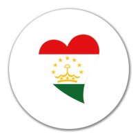 Aufkleber Tadschikistan Flagge Herz 10cm rund