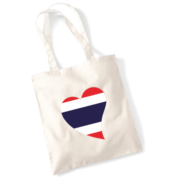 Jutebeutel Thailand Flagge Herz 10 Liter