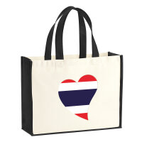 Jutetasche Thailand Flagge Herz 21 Liter Black