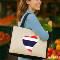 Jutetasche Thailand Flagge Herz 21 Liter Black