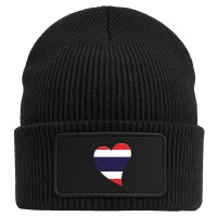 Beanie mit Patch Thailand Flagge Herz Black