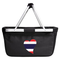 Einkaufskorb faltbar Thailand Flagge Herz 20 Liter Black