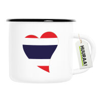 Emaille Tasse Thailand Flagge Herz 300ml Vintage