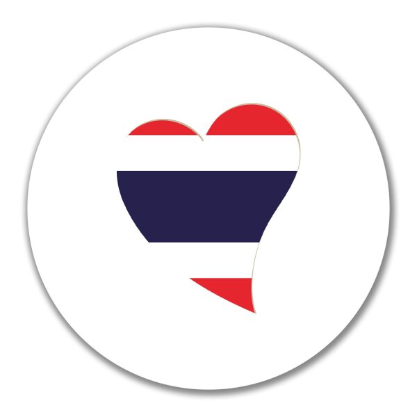 Aufkleber Thailand Flagge Herz 10cm rund